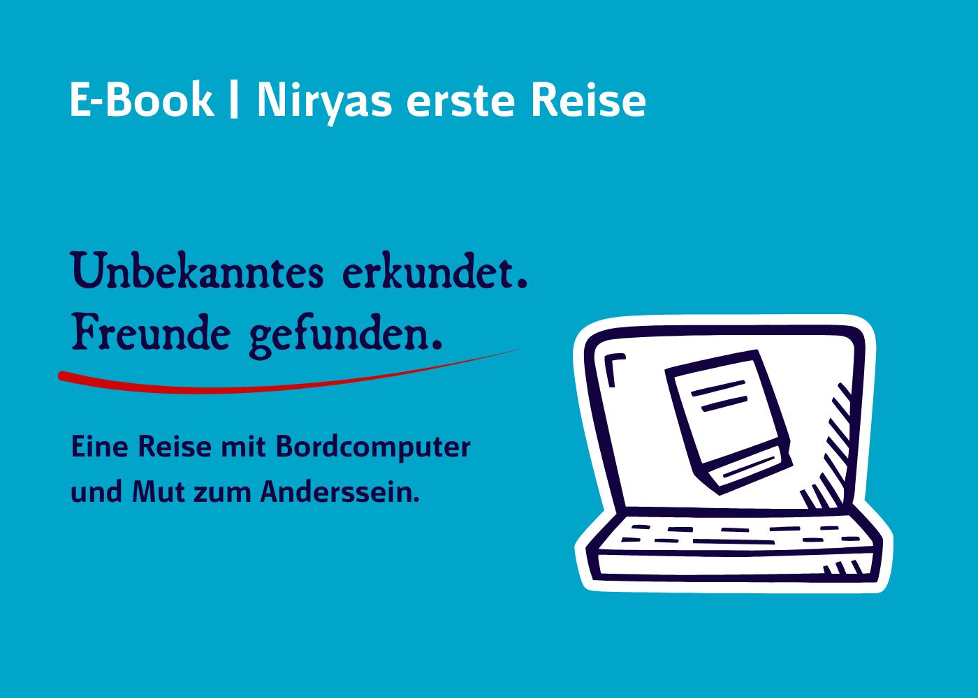 Grafik für Kundenstimme zu Notion-Workshop Grundlagen; türkiser Hintergrund, "Eine Reise mit Bordcomputer und Mut zum Anderssein." als Text.